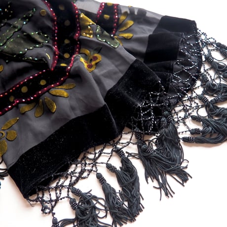 "MSK" floral silk burnout tassel robe