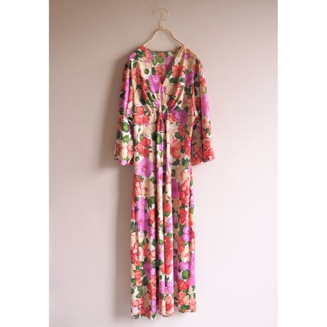 70s flare sleeve floral maxi dress