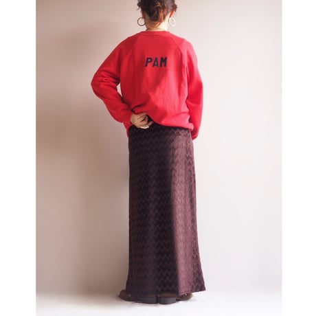 80〜90s zigzag velours maxi skirt