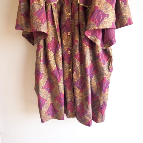 vintage big collar african batik tunic dress