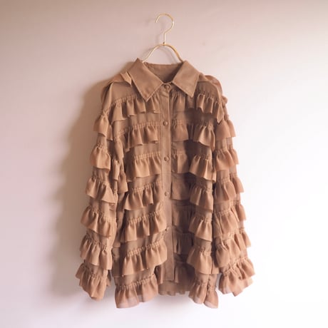 vintage ruffle semi sheer blouse