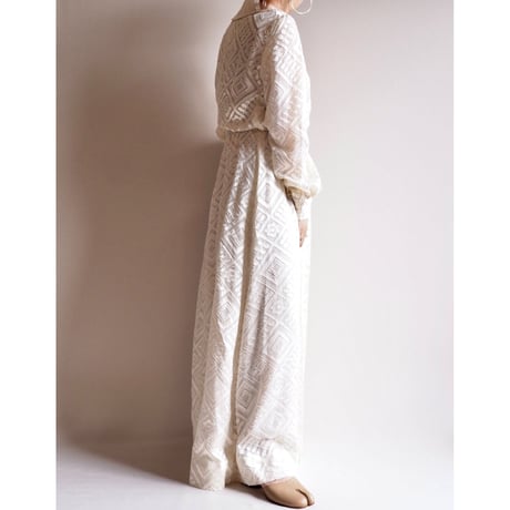60s floral abstract sheer maxi dress