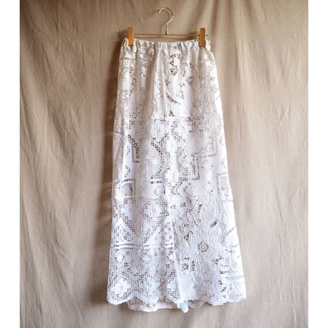 original remake lace patchwork maxi skirt (white)