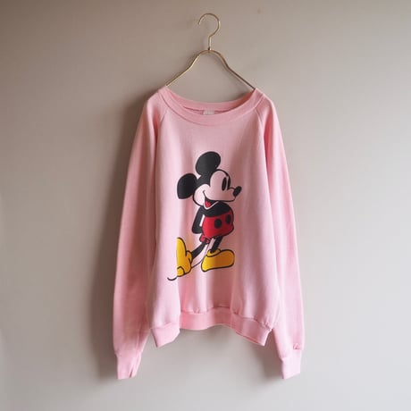 80〜90s mickey print sweatshirt  (pink)