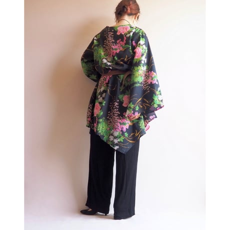 70s "LADY WINN California by Teddi" floral sheer tunic (B)