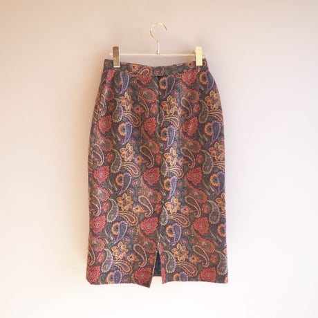 vintage paisley tapestry midi skirt