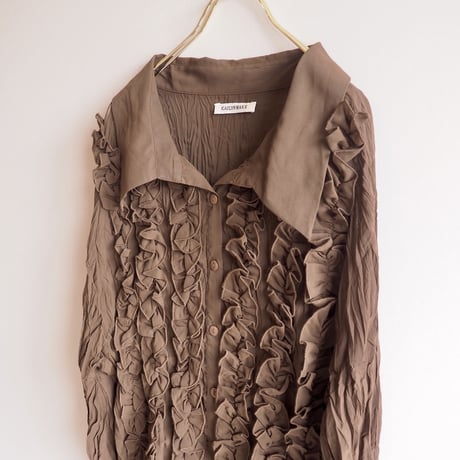 vintage semi sheer ruffle crease blouse
