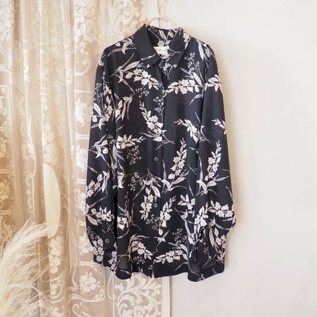 vintage floral oversized sheer blouse