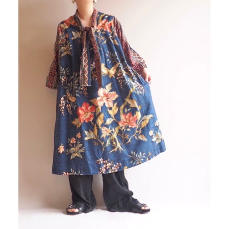 vintage floral cotton midi dress