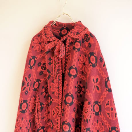vintage reversible geometric pattern poncho