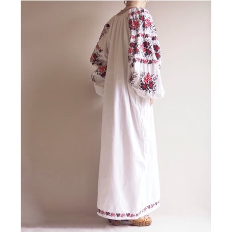 vintage ukrainian embroidered maxi dress