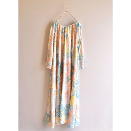 70s floral gather house maxi dress