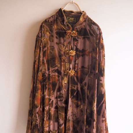 "ATOC" oriental silk velvet sheer robe