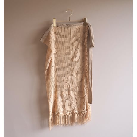 original remake lace fringe wrap skirt
