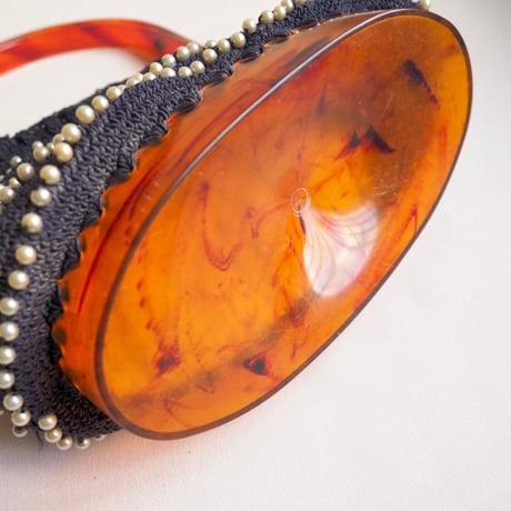 50〜60s pearl beads lucite woven bag