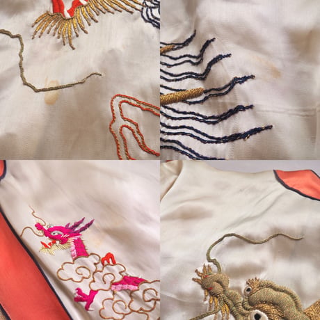 40s dragon embroidered silk robe