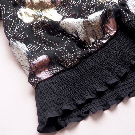70〜80s "Andree Gaye" metallic floral blouse