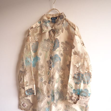 "West End" abstract floral sheer blouse
