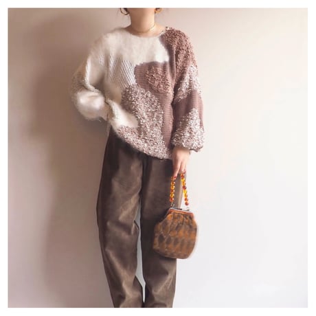 80s switching fuzzy sweater
