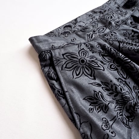 90s flocky floral high waist tapered pants
