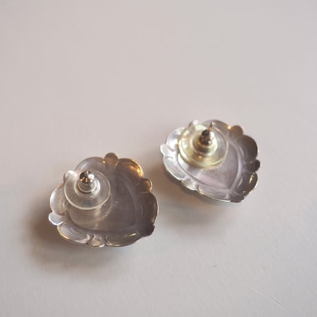 vintage silver925 zuni inlay heart earrings