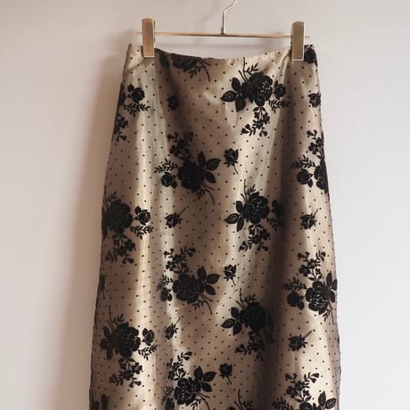 90s〜 "Coldwater Creek" floral flocky flare maxi skirt