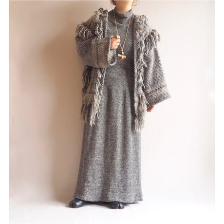 80s "GIL AIMBEZ STATIC" fringe design knit jacket