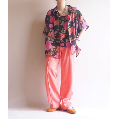90s floral sheer blouse & tops set