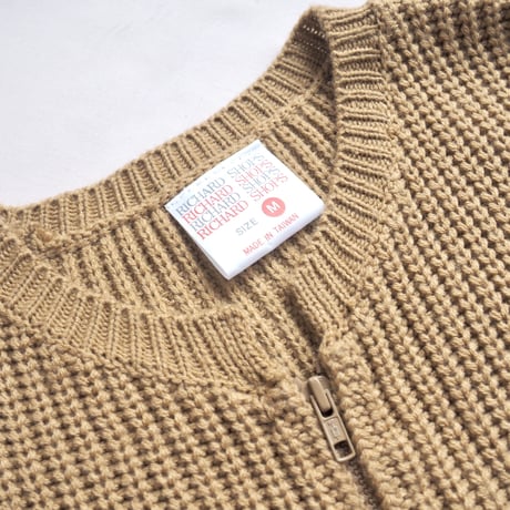 90s knit × leather design poncho vest