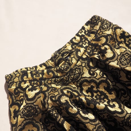60s gold × black abstract tapestry maxi skirt