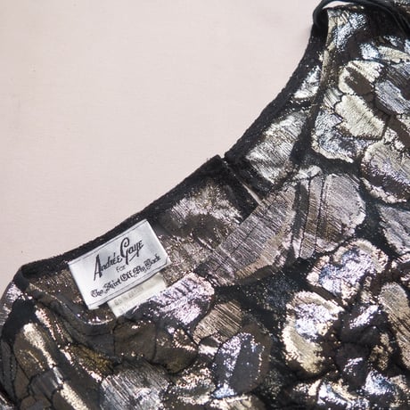 70〜80s "Andree Gaye" metallic floral blouse