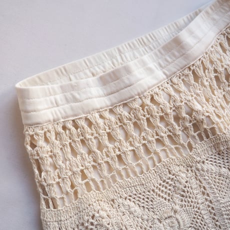 vintage ivory crochet maxi skirt