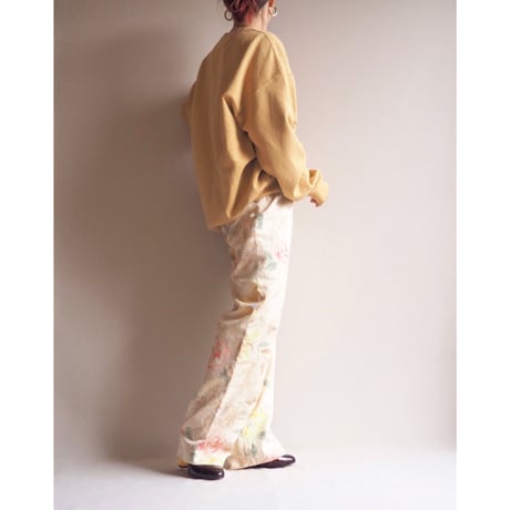 ”Talbot" floral silk × cotton wide pants