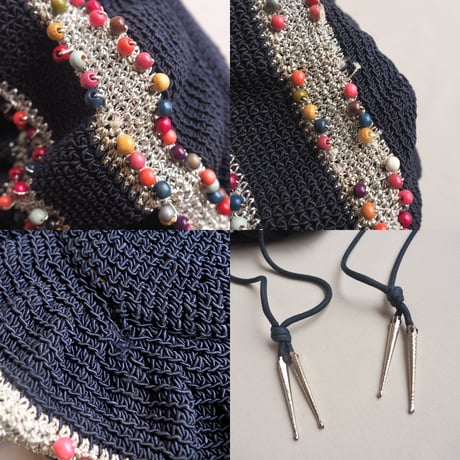 40〜50s wood beads drawstring woven bag