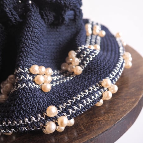 50〜60s pearl beads drawstring woven bag