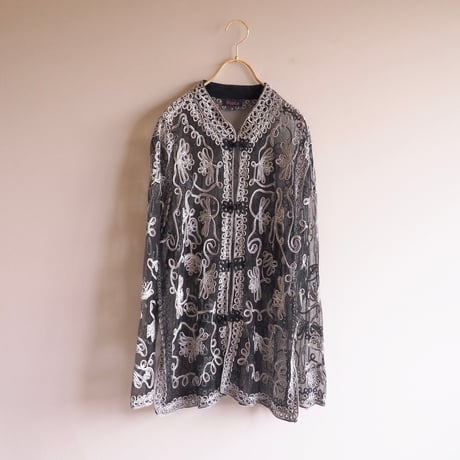 90s code embroidered sheer jacket