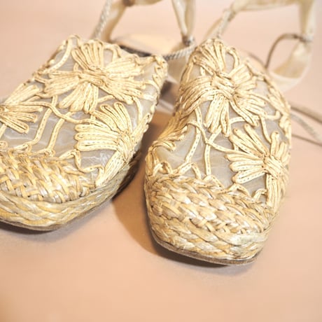 vintage stuart weitzman sheer floral espadrilles