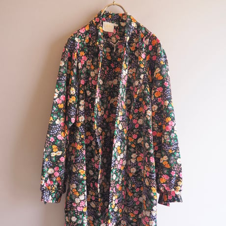 70〜80s "atkins" floral bowtie maxi dress