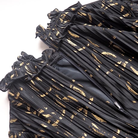 vintage ruffle pleated midi dress