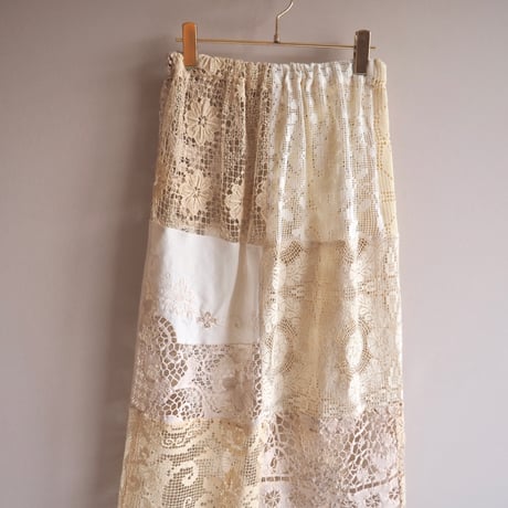 original remake lace patchwork maxi skirt 【B】