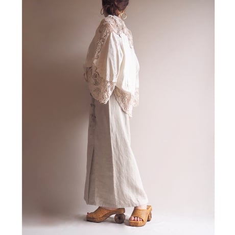 "LANDHAUS" linen design folk maxi skirt