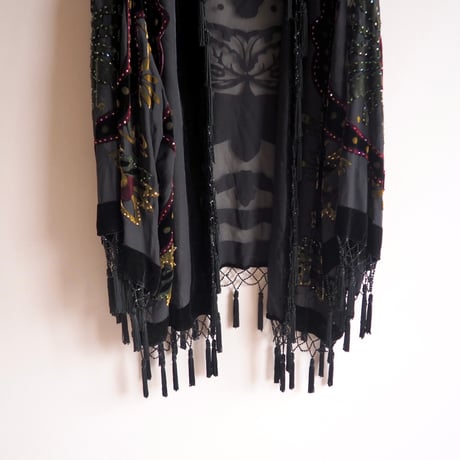 "MSK" floral silk burnout tassel robe