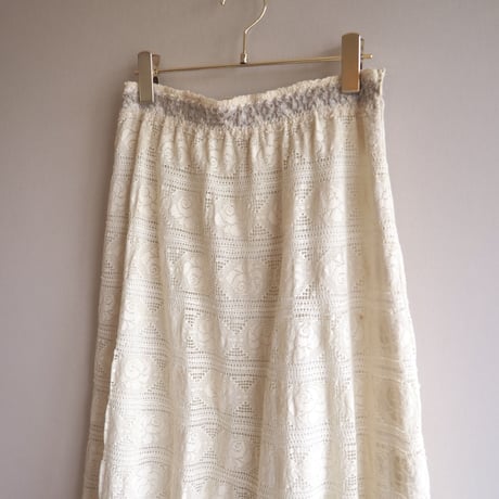 vintage floral crochet midi skirt