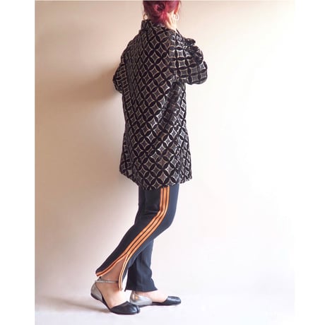 vintage abstract velvet × sheer blouse