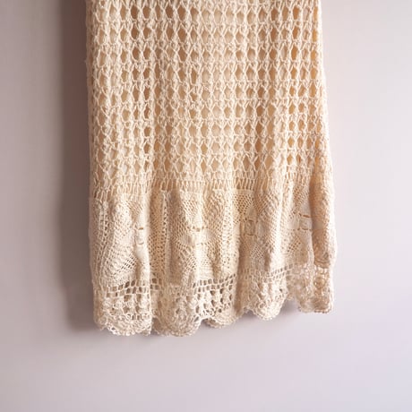 vintage ivory crochet maxi skirt