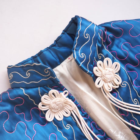 50〜60s chinese embroidered quilt jacket (blue)