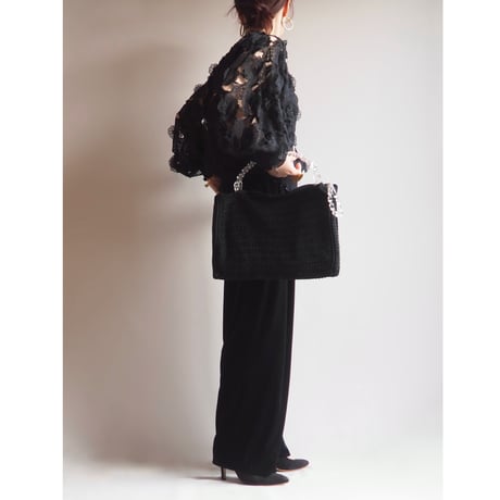 40〜50s lucite crochet woven bag  (BK)
