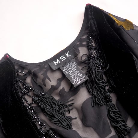 "MSK" floral silk burnout tassel robe