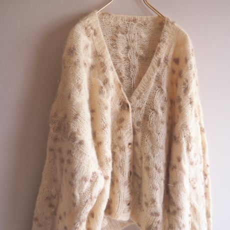 vintage nep yarn fuzzy cable cardigan