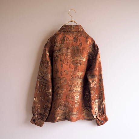 "chico's" copper brocade asian jacket